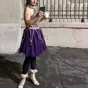 Blondie Nites Purple Tutu Dress with Gold Details